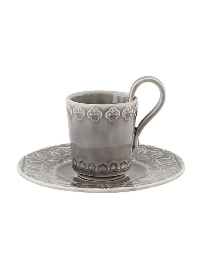 Bordallo Pinheiro Pinheiro Rua Nova Coffee Cup and Saucer Anthracite 65020863, MPN: 65020863, 56004…