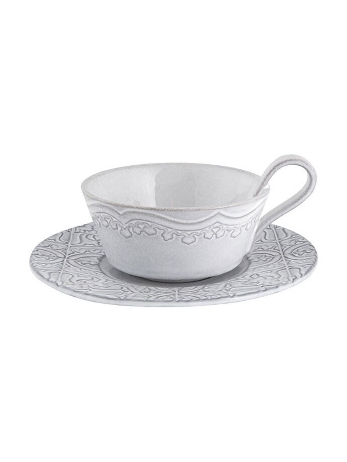 Bordallo Pinheiro Pinheiro Rua Nova Tea Cup and Saucer Antique White 65020884, MPN: 65020884, 56004…