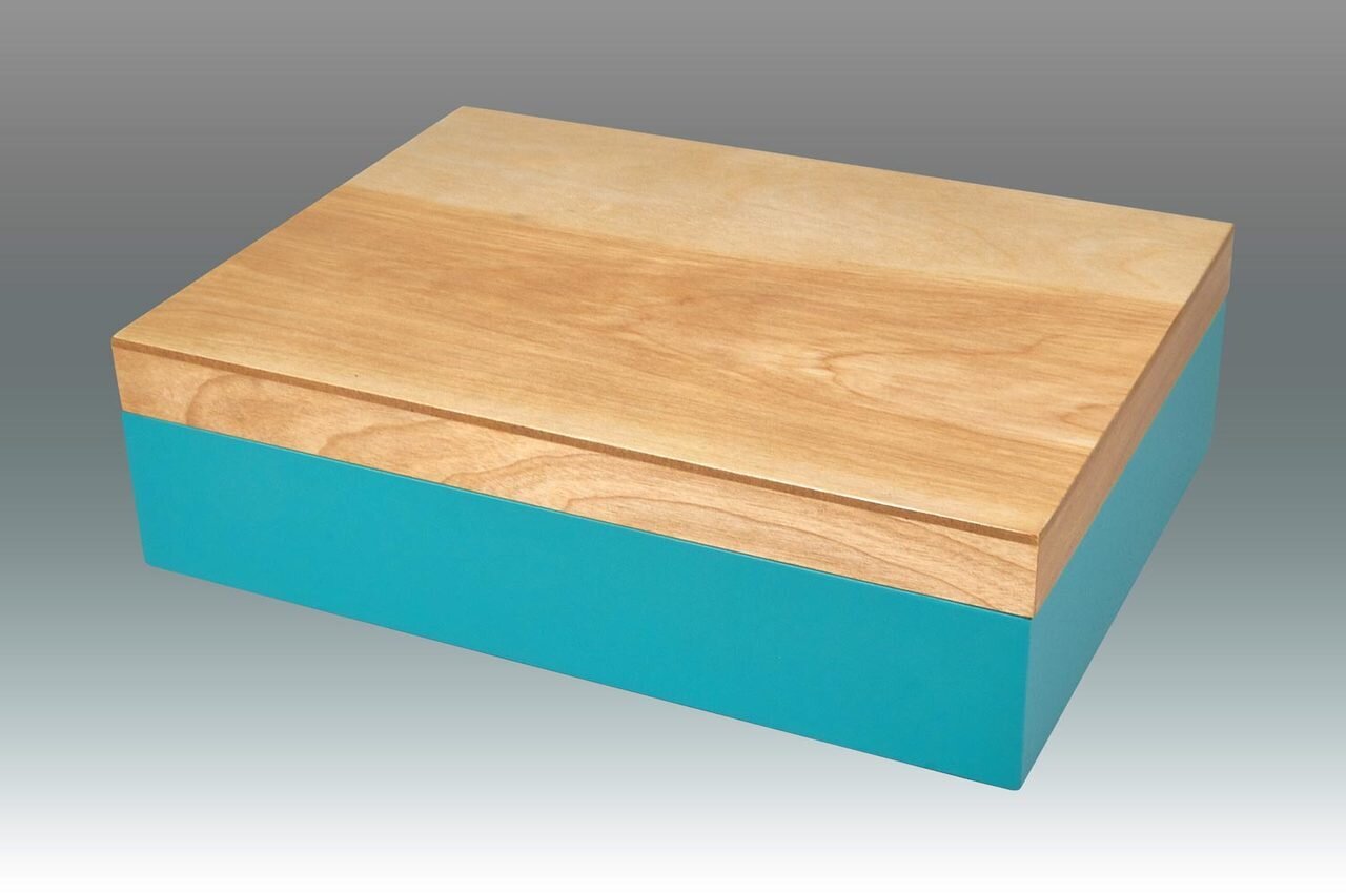 Tizo Empty Wooden Box Turquoise Double Color
