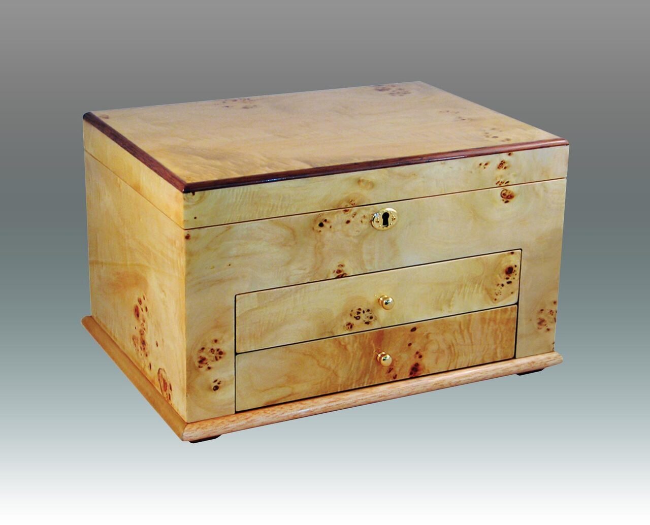 Tizo Natural Wooden Jewelry Box with Two Drawers