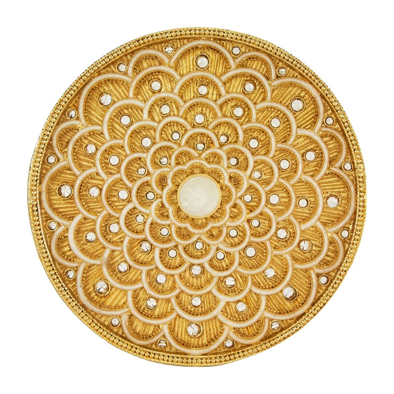 Tizo Golden-White Enamel Blooming Coaster