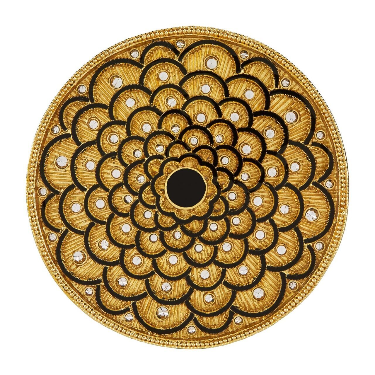 Tizo Golden-Black Enamel Blooming Coaster, MPN: RS406BKCO,