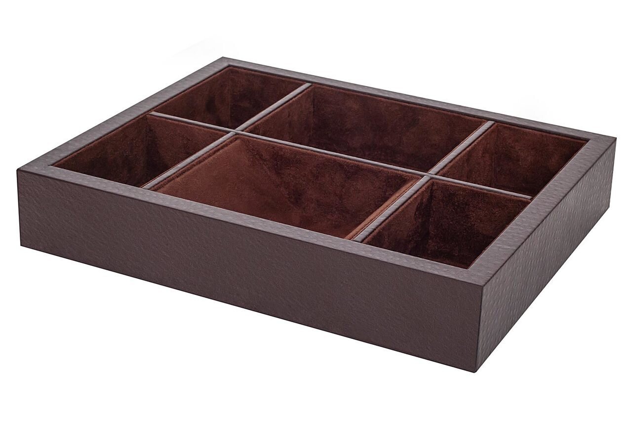 Tizo Faux Leather Brown Valet Desk Tray Sectional