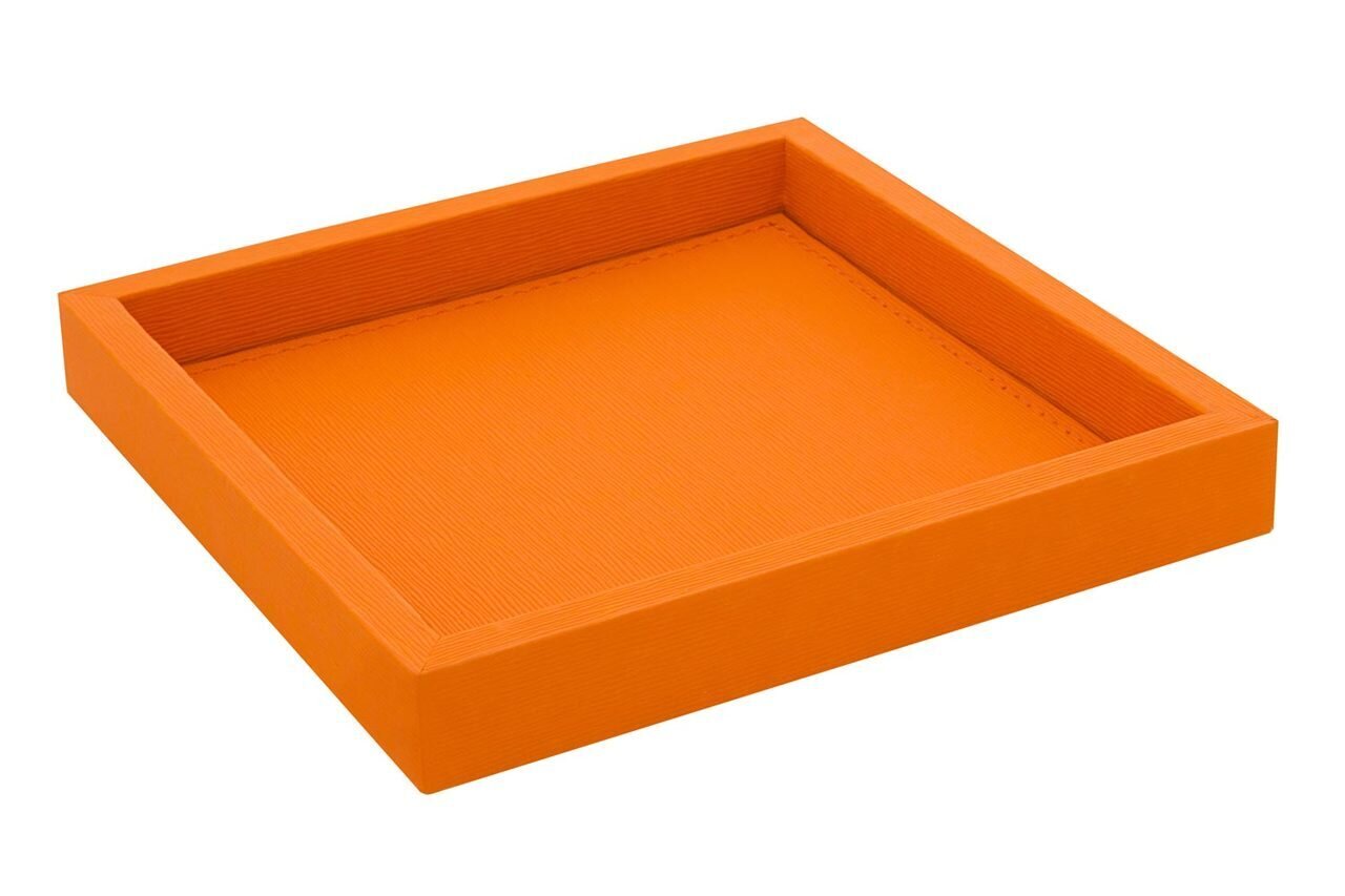 Tizo Faux Leather Orange Valet Desk Tray Flat