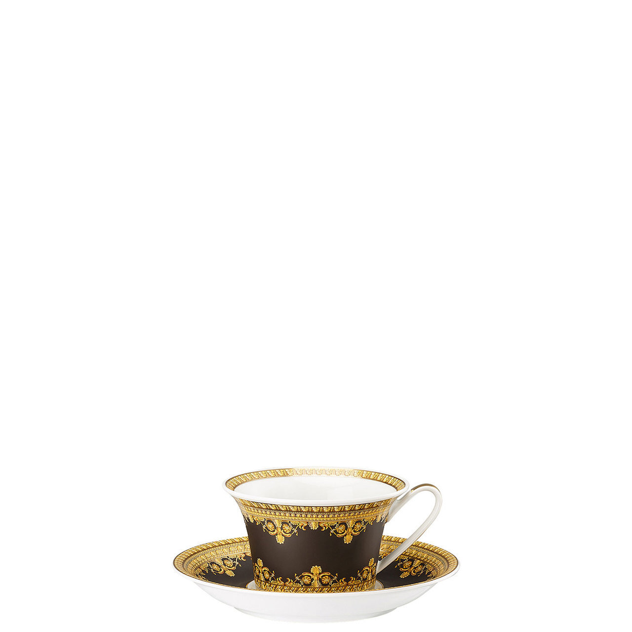 Versace I Love Baroque Nero Tea Cup and Saucer 6 1/4 Inch