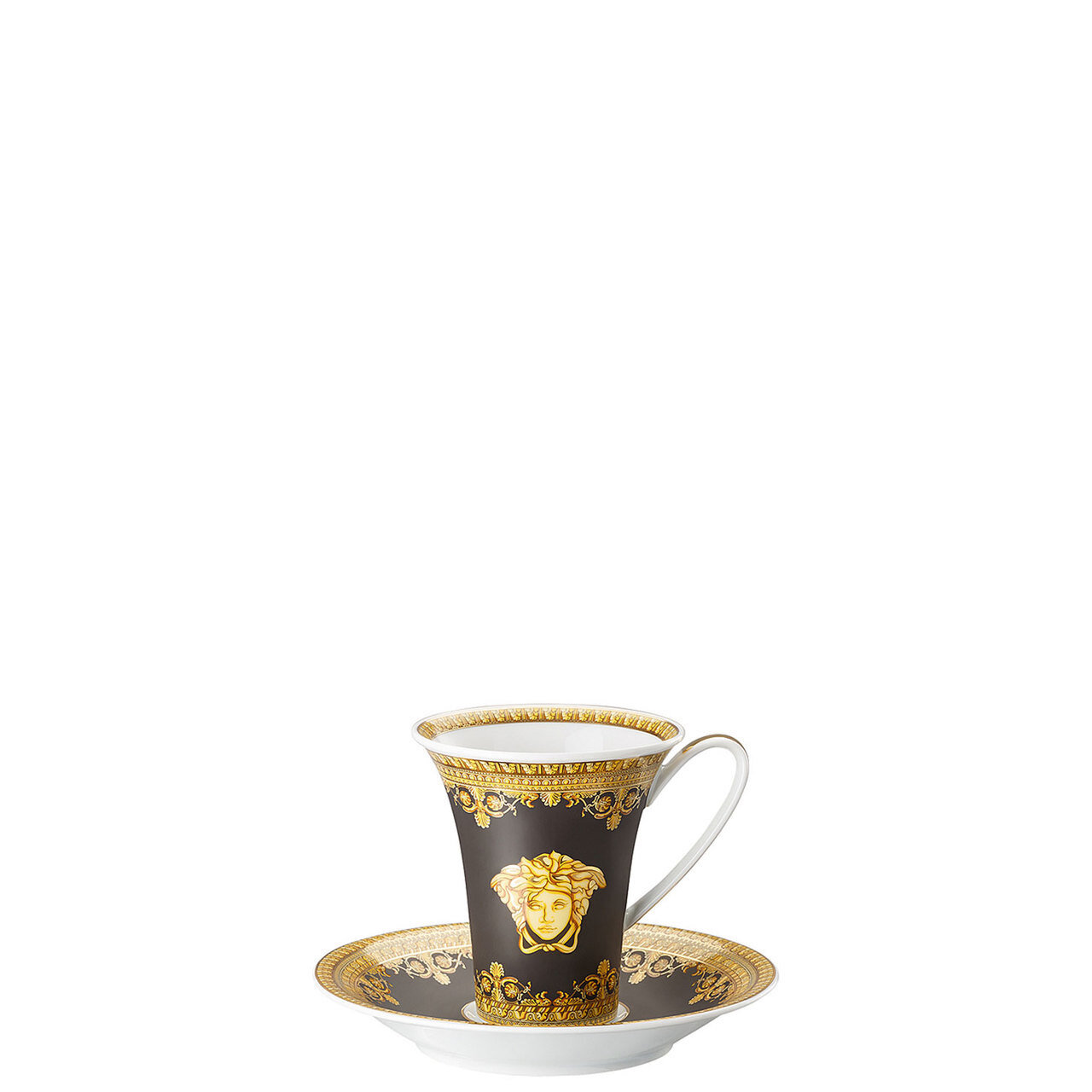 Versace I Love Baroque Nero Coffee Cup and Saucer 6 Inch