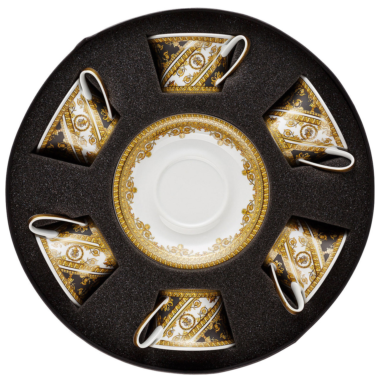 Versace I Love Baroque Tea Cup and Saucer Set Six Round Hat Box