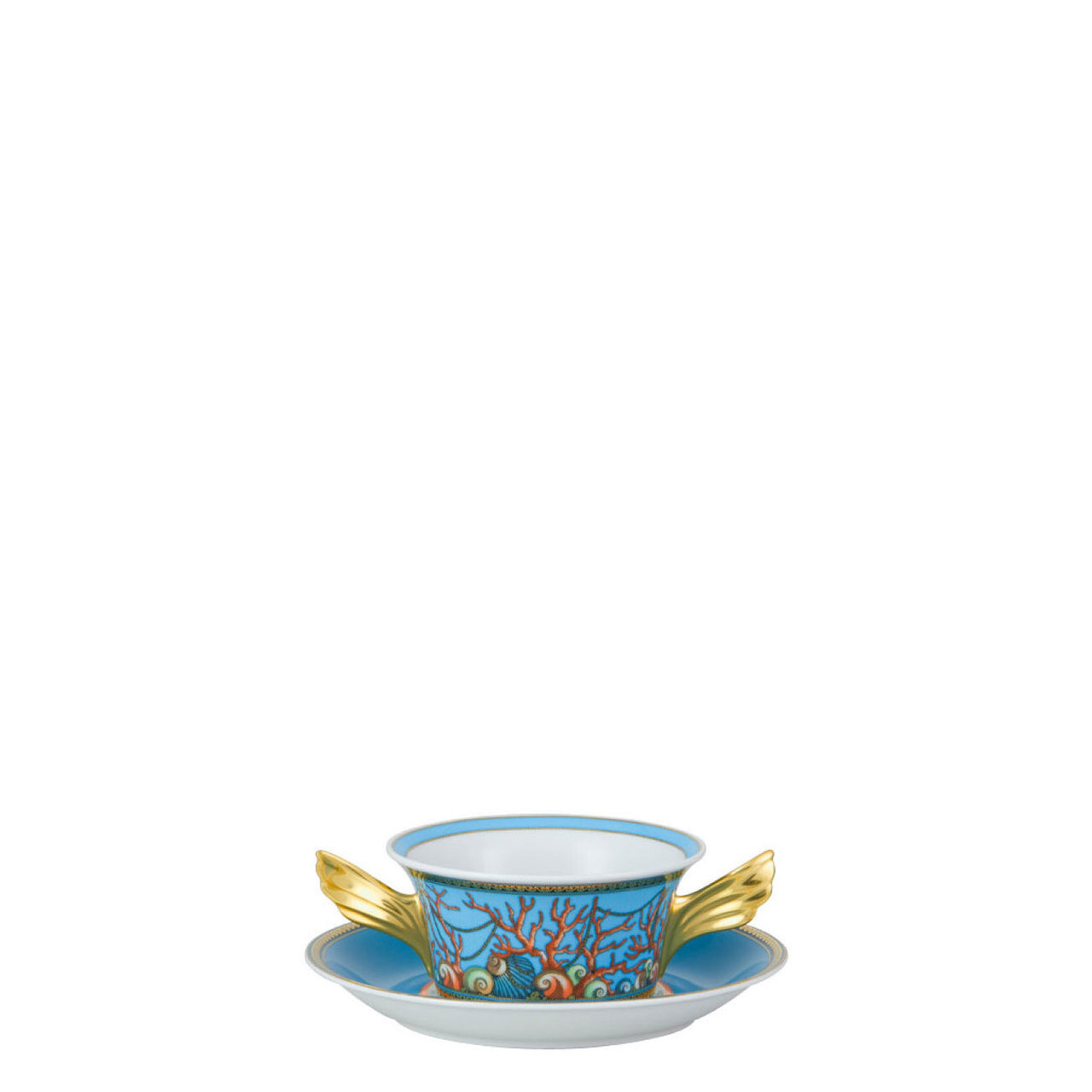 Versace La Mer Cream Soup Cup and Saucer 6 3/4 Inch 10 oz.