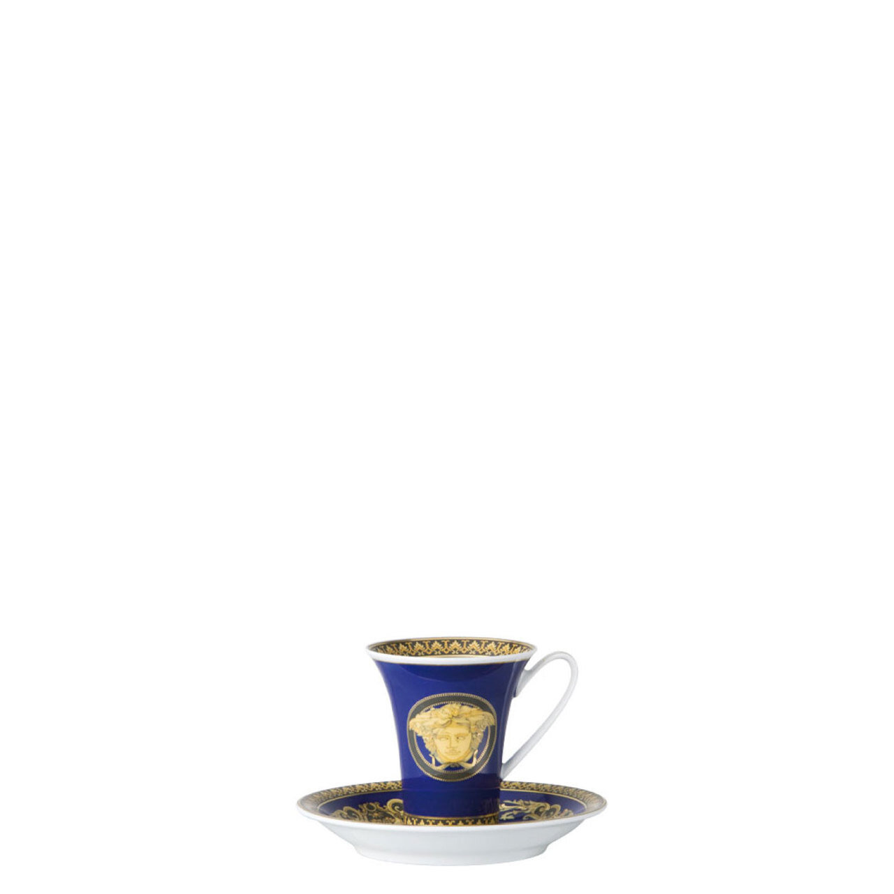 Versace Medusa Blue AD Cup and Saucer 5 Inch 3 oz.