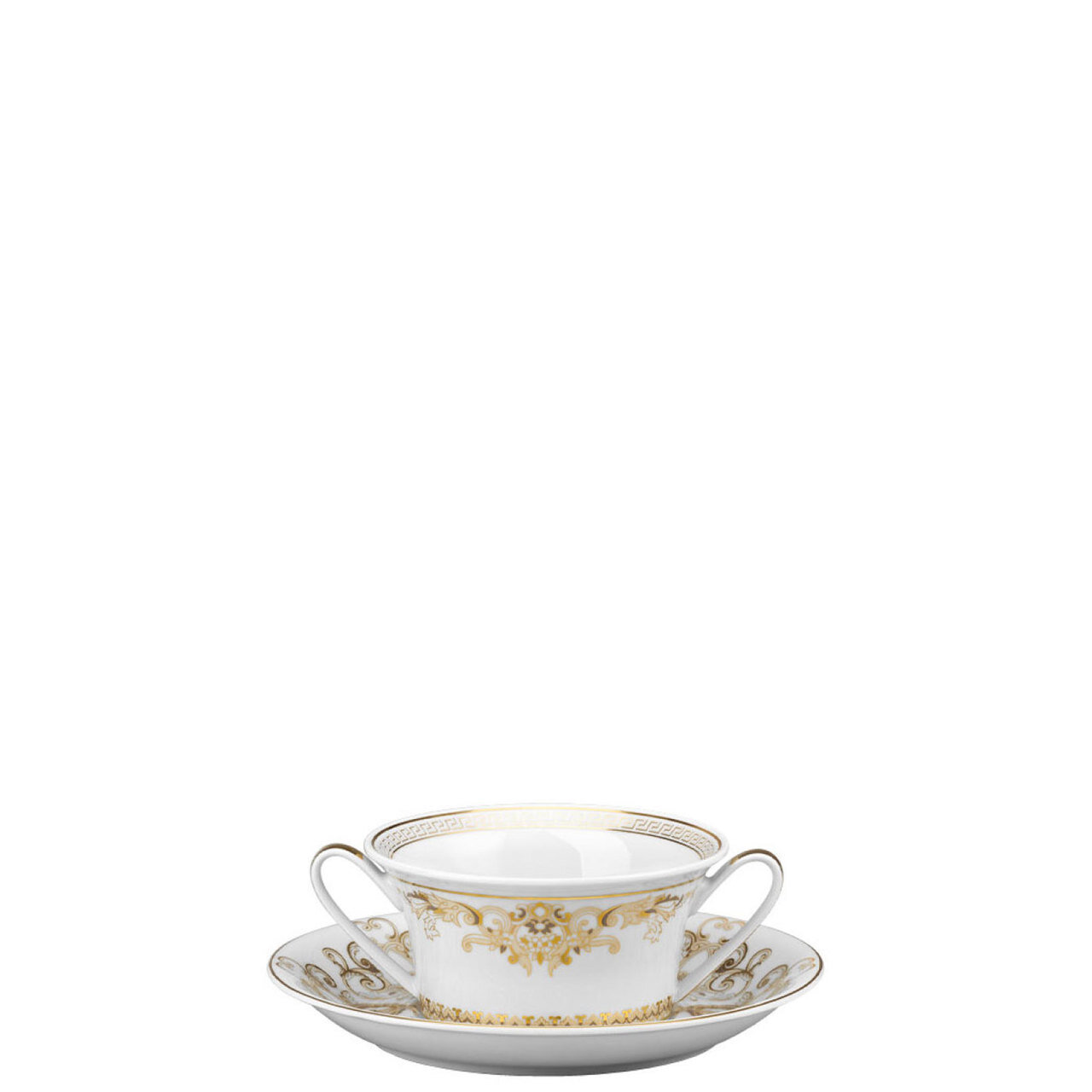 Versace Medusa Gala Cream Soup Cup and Saucer 6 3/4 Inch 10 oz.