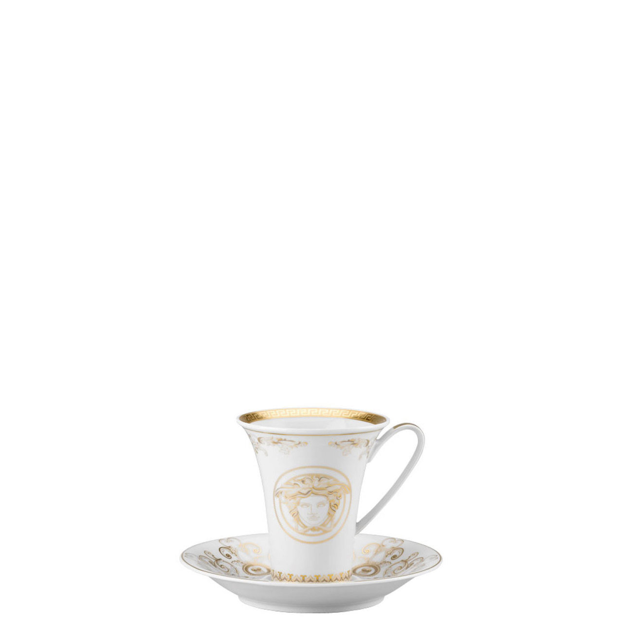 Versace Medusa Gala Gold Coffee Cup and Saucer 6 Inch 6 oz.