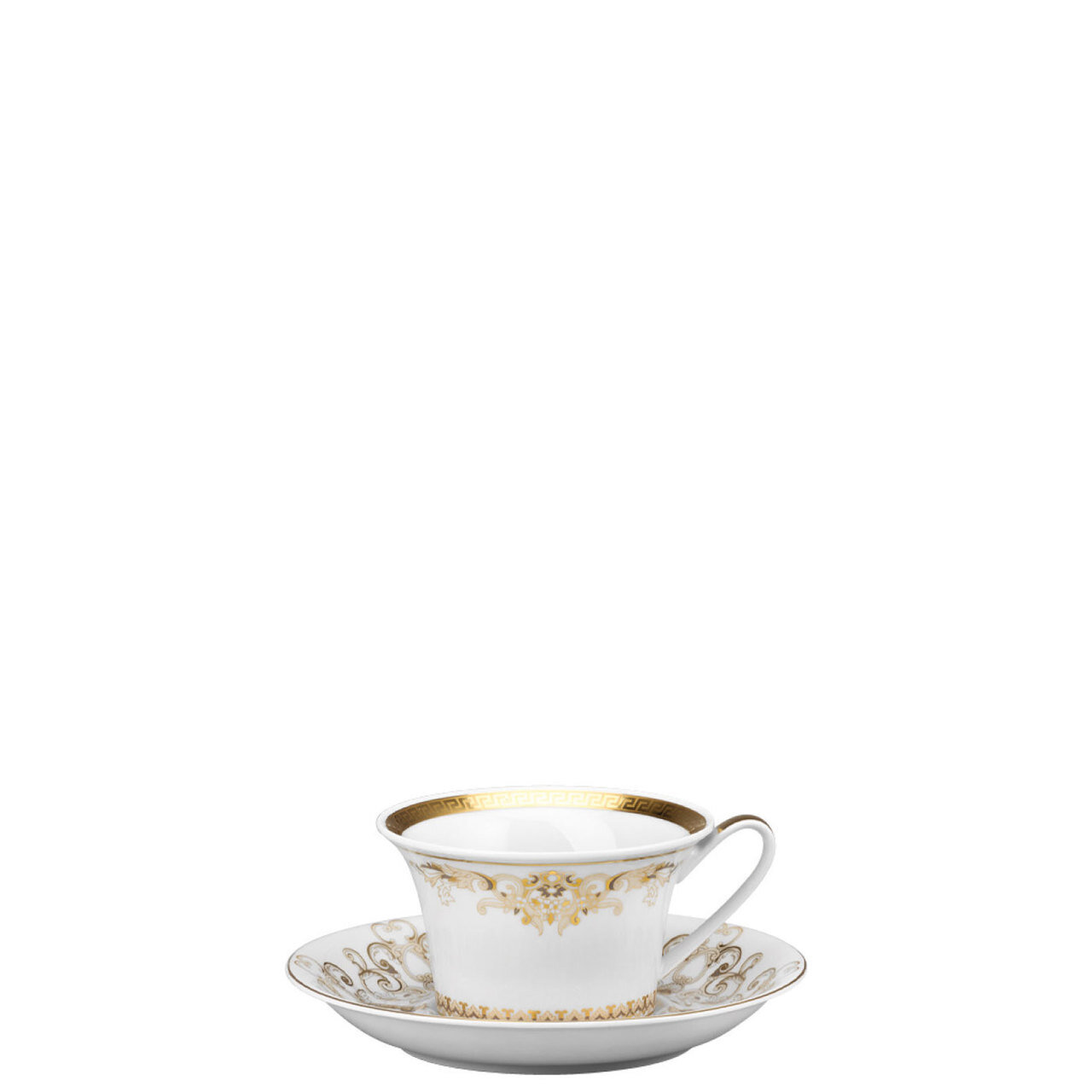 Versace Medusa Gala Gold Tea Cup and Saucer 6 1/4 Inch 7 oz.