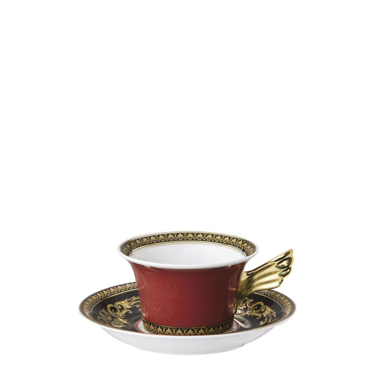 Versace Medusa Red Tea Cup and Saucer 6 1/4 Inch 7 oz.