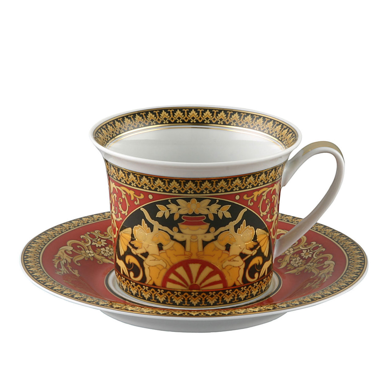 Versace Medusa Red Breakfast Cup and Saucer 7 Inch 13 oz.