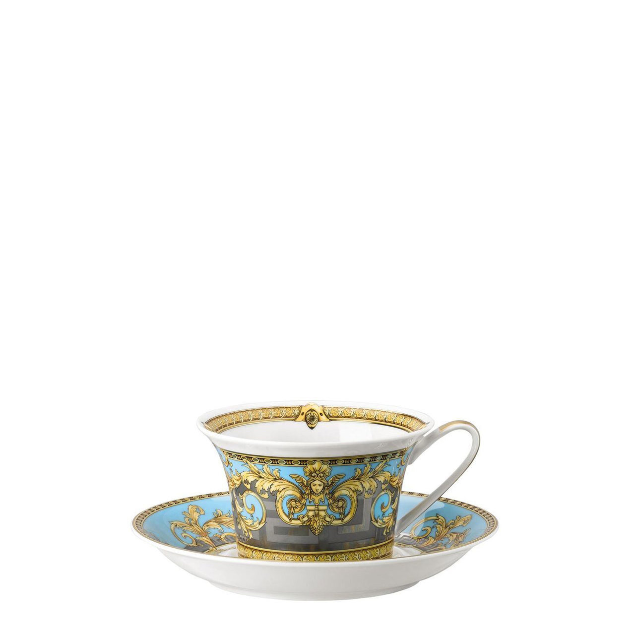 Versace Prestige Gala Bleu Tea Cup and Saucer 7 oz.