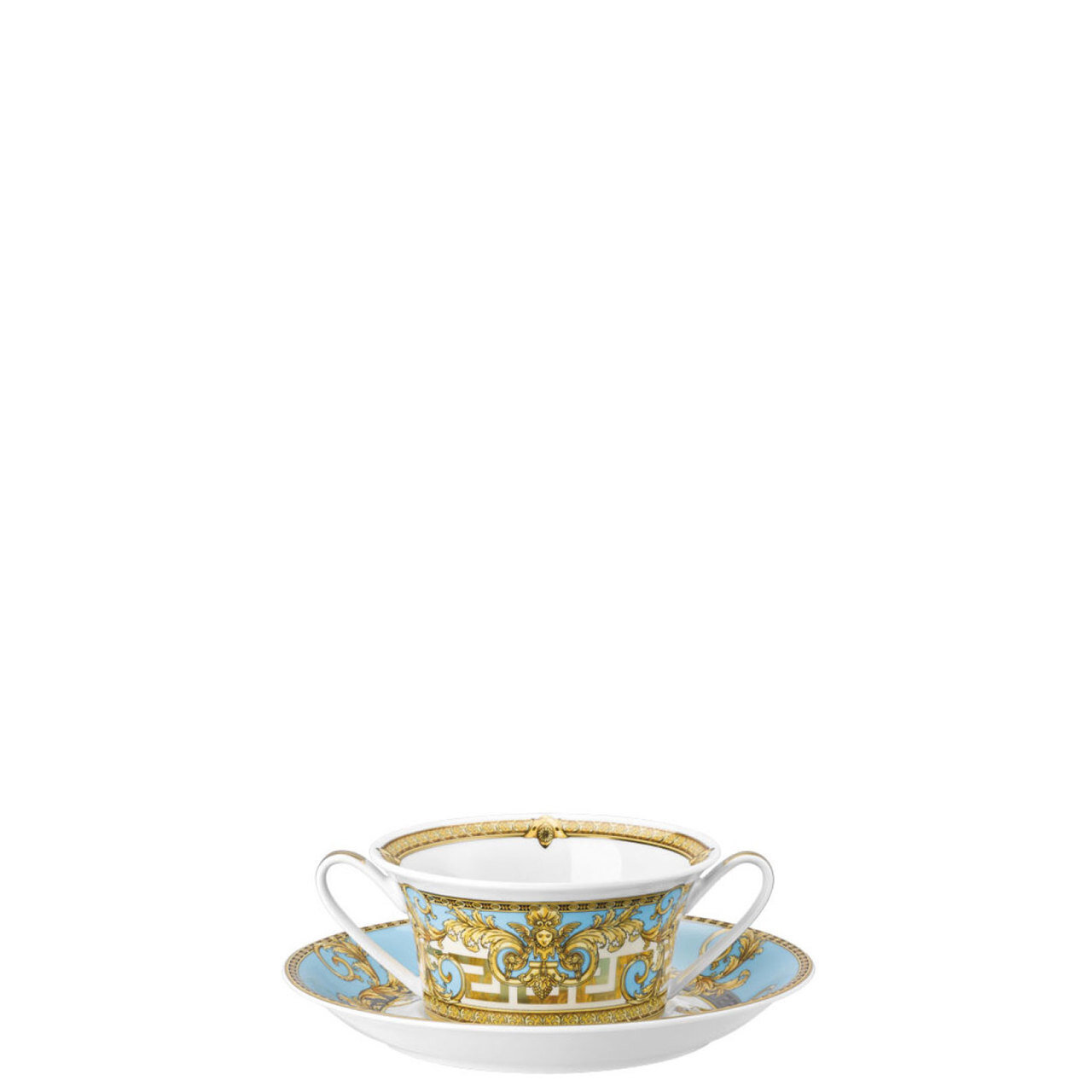 Versace Prestige Gala Bleu Cream Soup Cup and Saucer 10 oz.