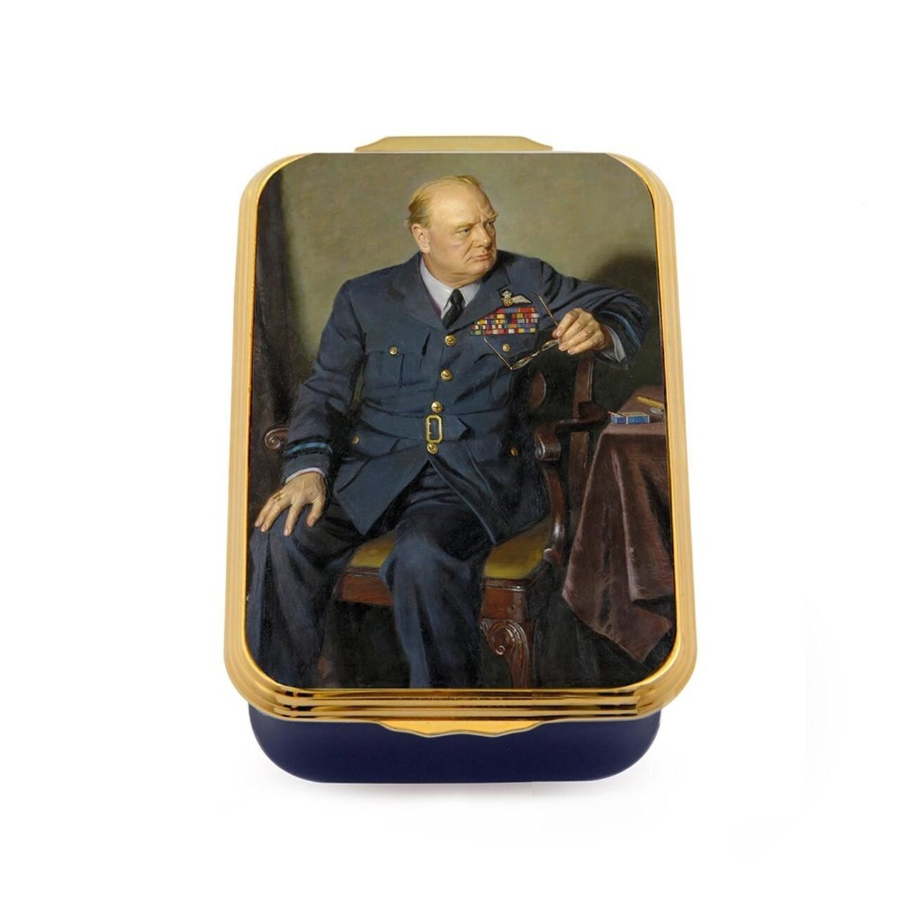 Halcyon Days Churchill Portrait by Chandor Enamel Box ENCHU1123G
