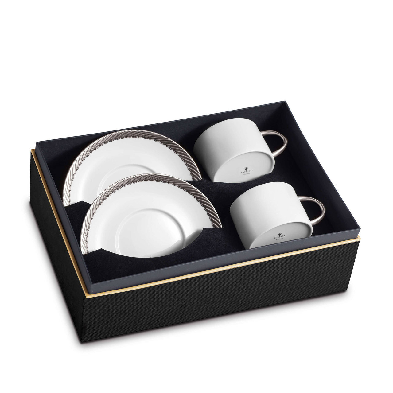 L&#39;Objet Corde Platinum Tea Cup and Saucer Set of 2 CR353, MPN: CR353, 816279018956