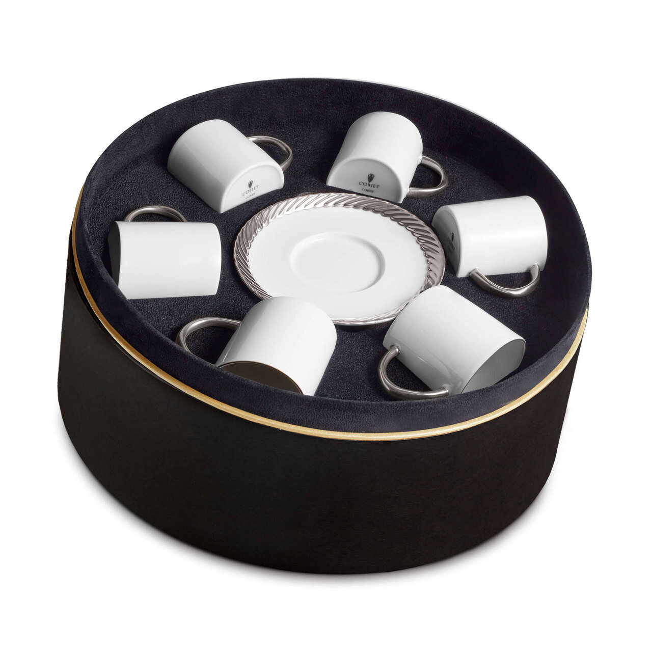 L&#39;Objet Corde Platinum Espresso and Saucer Set of 6 CR356, MPN: CR356, 816279018963