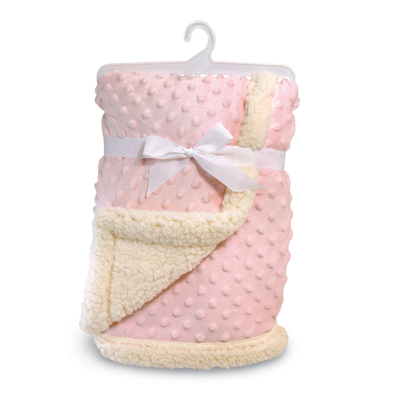Pink Bumpy Plush &amp; Sherpa Baby Blanket GM15940