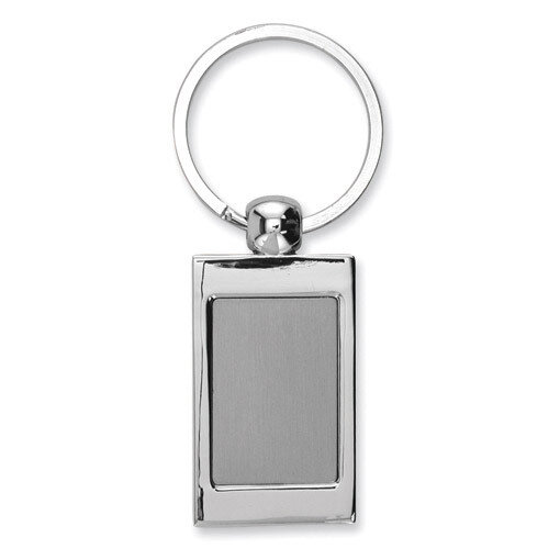 Polished and Satin Rectangle Key Ring Nickel-plated GP2848