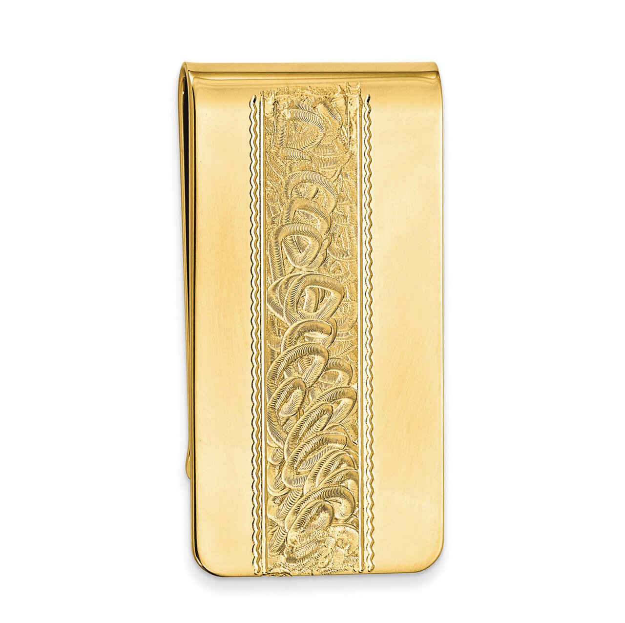 Kelly Waters Money Clip with Swirl Pattern Center Gold-plated KW705
