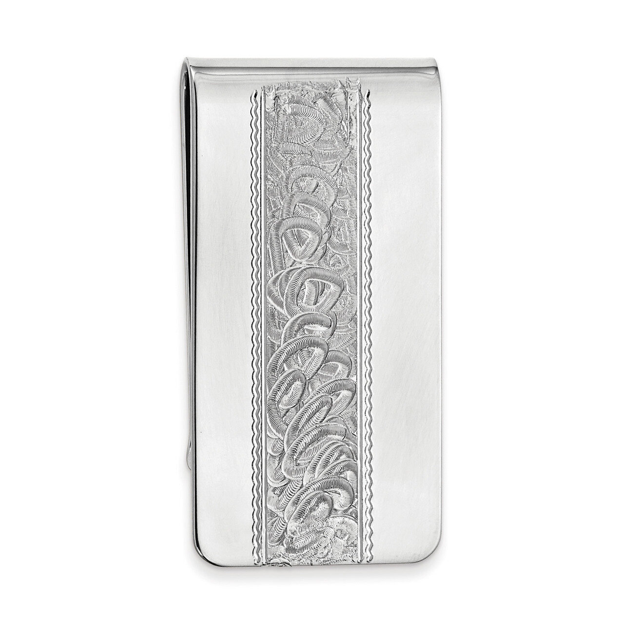 Kelly Waters Money Clip with Swirl Pattern Center Rhodium-plated KW706