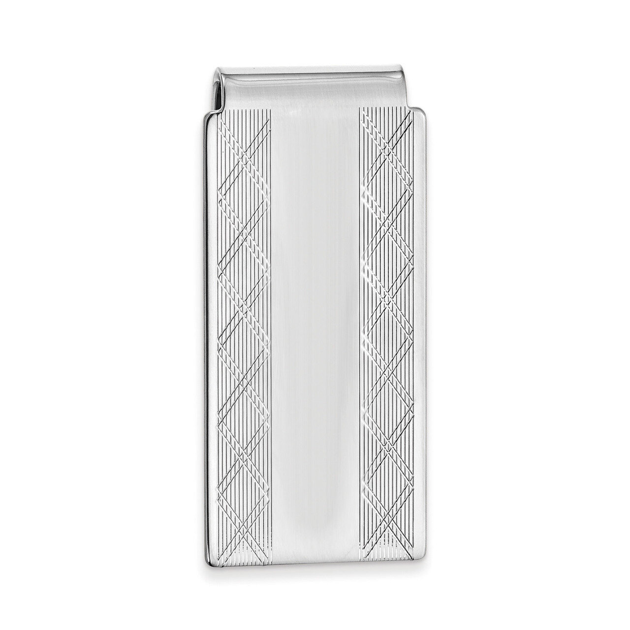 Kelly Waters Hinged Money Clip with X pattern Sides Rhodium-plated KW710, MPN: KW710, 191101055157