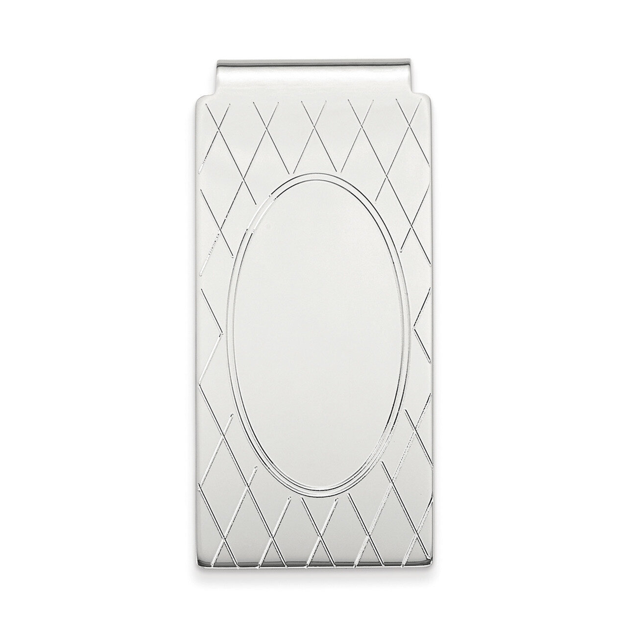 Kelly Waters Money Clip with Criss Cross & Oval Center Rhodium-plated KW720