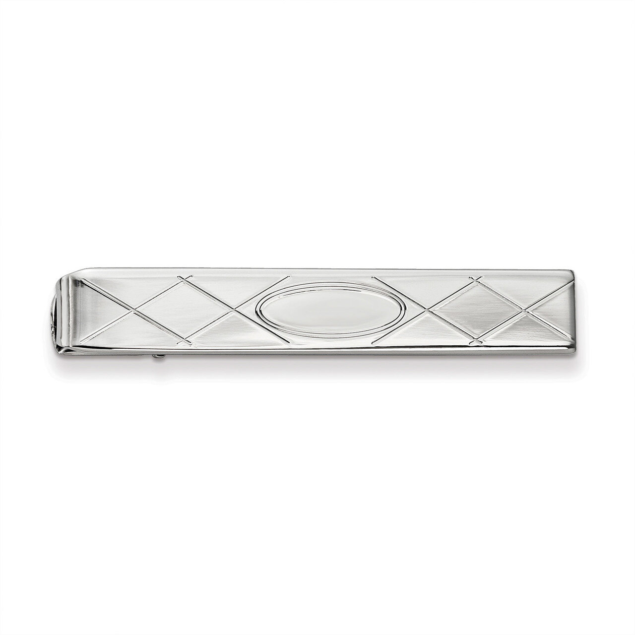 Kelly Waters Tie Bar with Criss Cross &amp; Oval Center Rhodium-plated KW722, MPN: KW722,