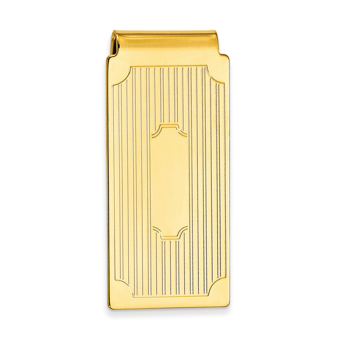 Kelly Waters Hinged Money Clip with Lines and Cut Corners Gold-plated KW729, MPN: KW729,