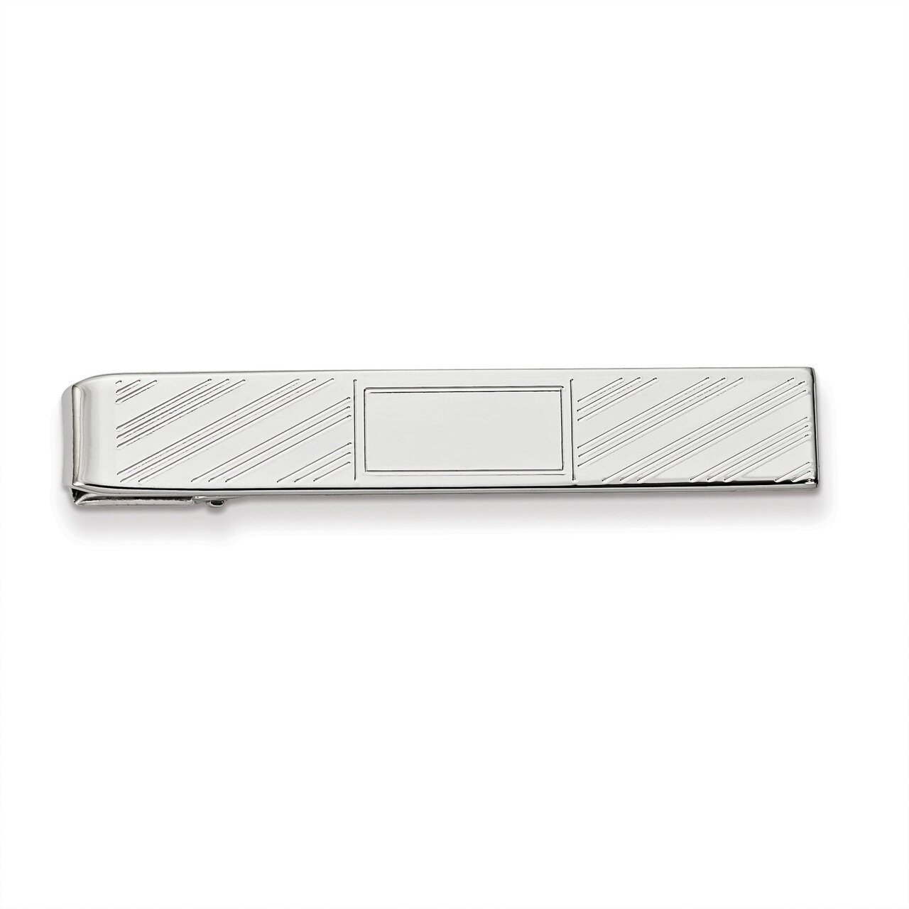 Kelly Waters Lined Tie Bar with Center Square Rhodium-plated KW738, MPN: KW738,