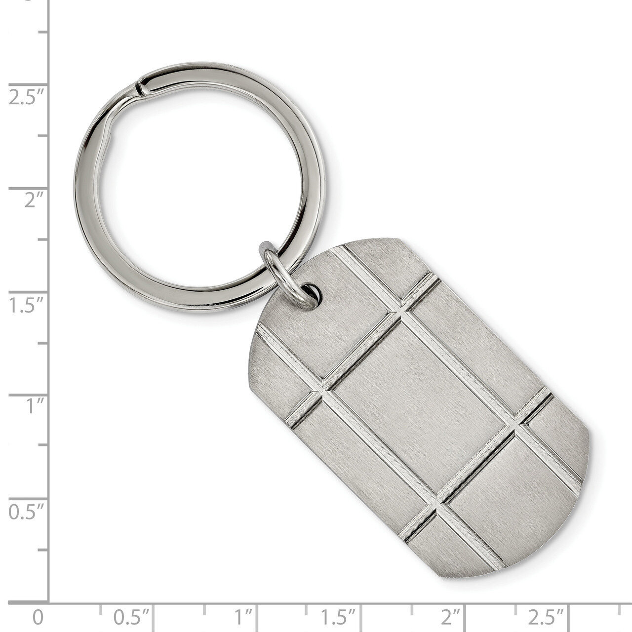 Grooved Key Chain Stainless Steel Brushed SRK148