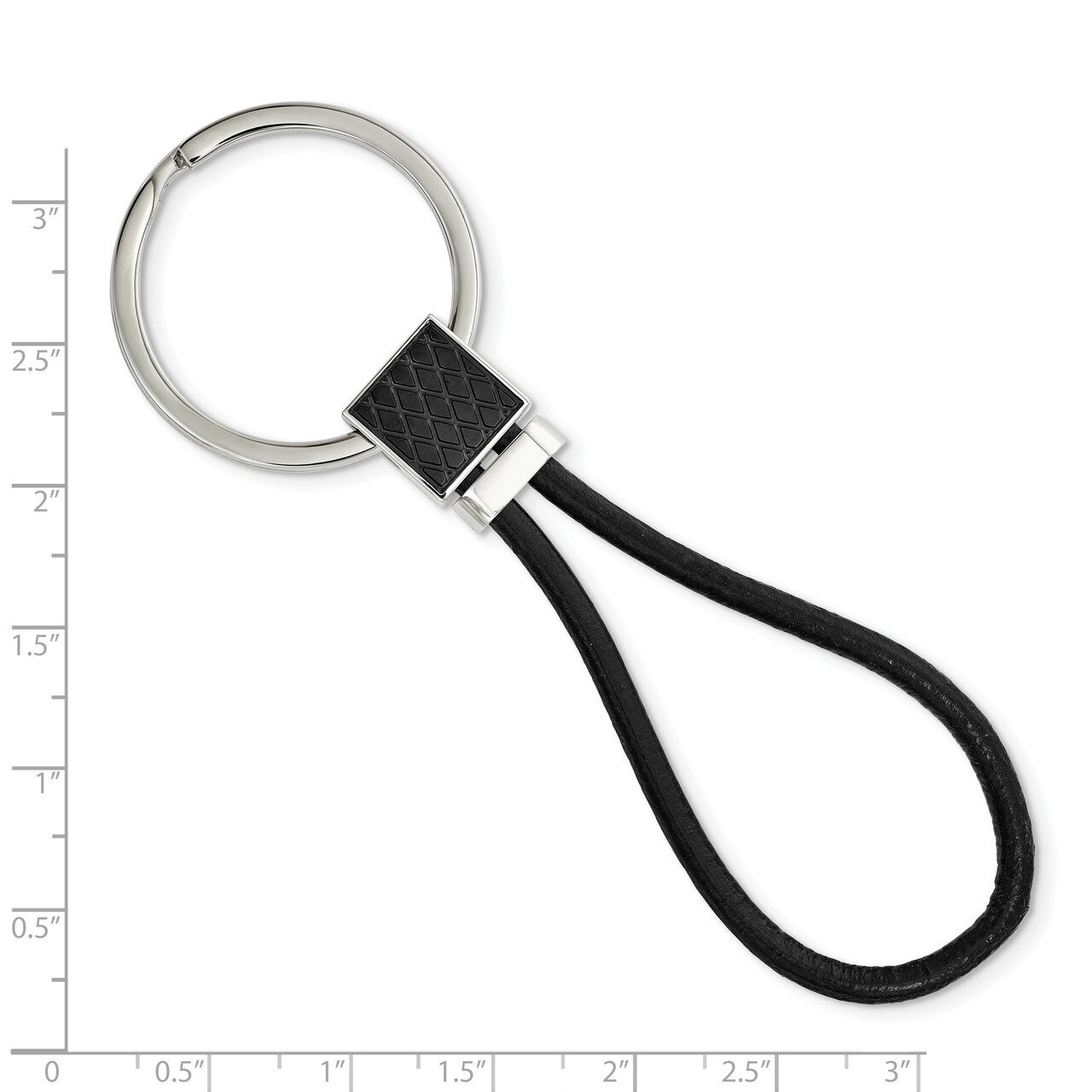 Black IP-plated and Black Leather Key Chain Stainless Steel Polished SRK155, MPN: SRK155, 191101055…