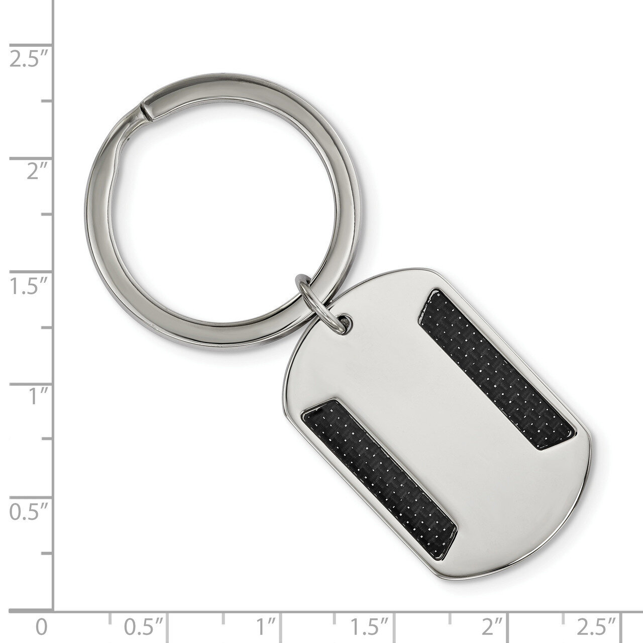 Black Carbon Fiber Inlay Key Chain Stainless Steel Polished SRK156