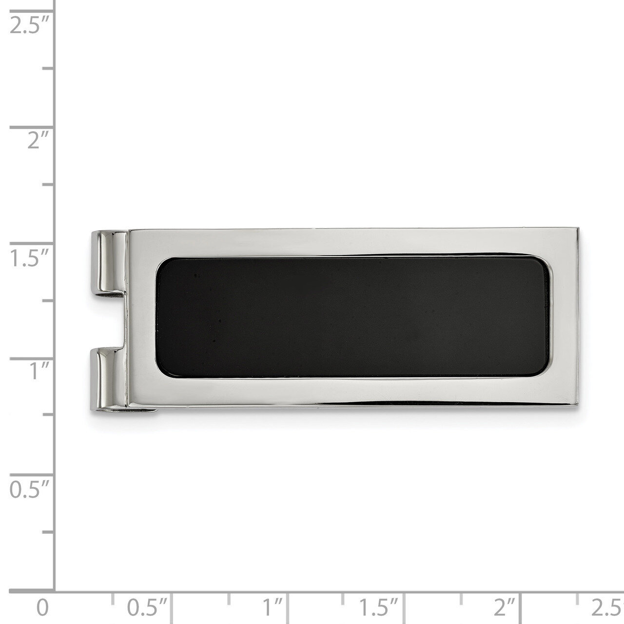 Black Agate Inlay Money Clip Stainless Steel Polished SRM173, MPN: SRM173, 191101017902