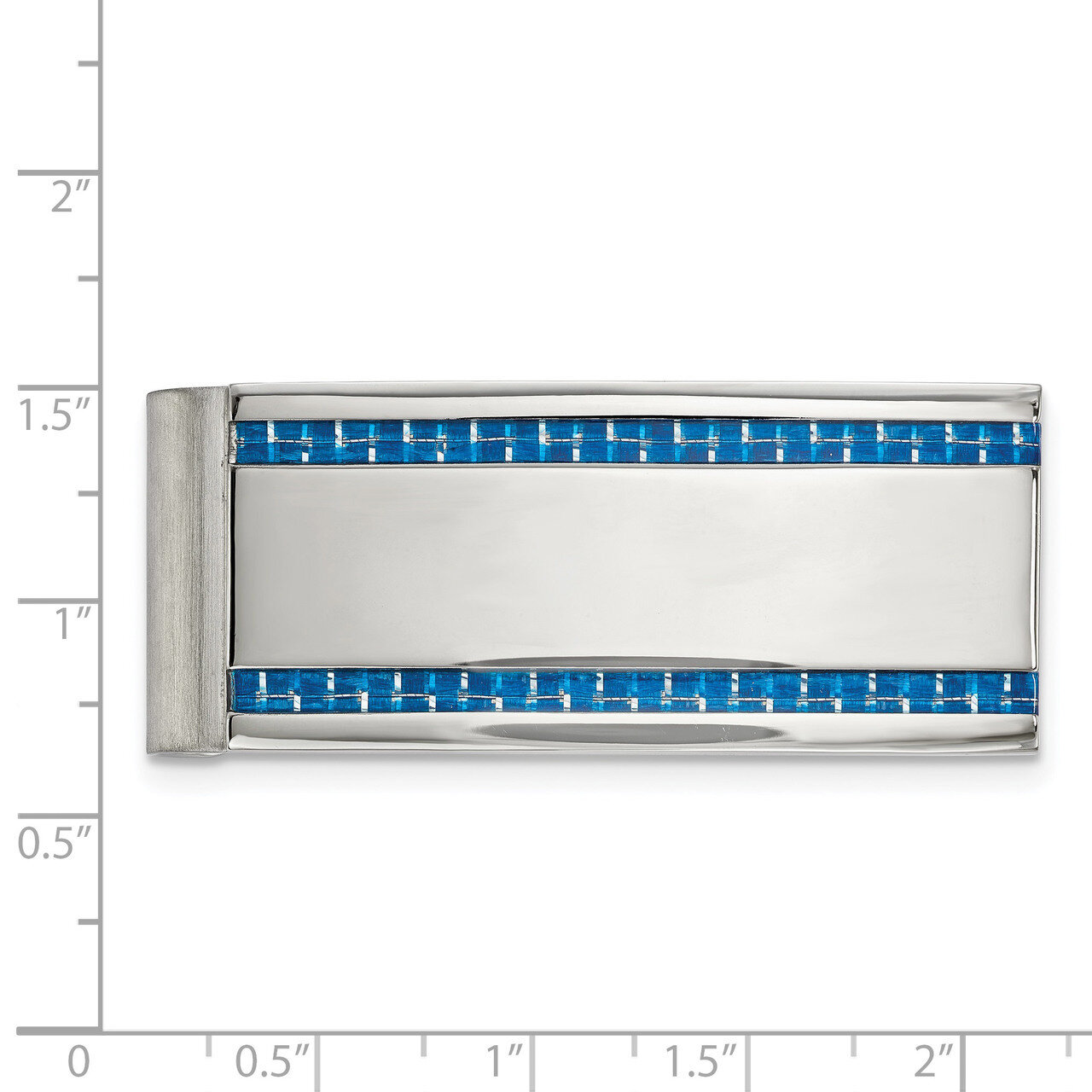 Blue Carbon Fiber Inlay Money Clip Stainless Steel Polished SRM182, MPN: SRM182, 191101017858