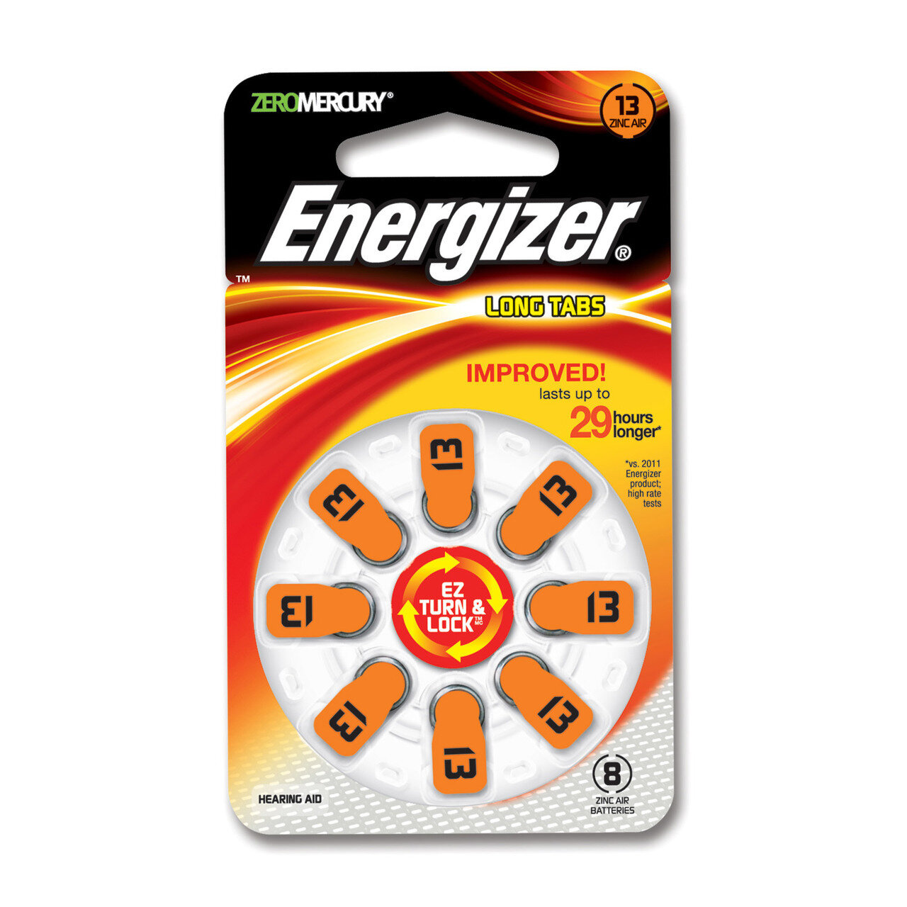 One pk of 8 cells Type 10 Energizer Hearing Aid Batteries WB10Z