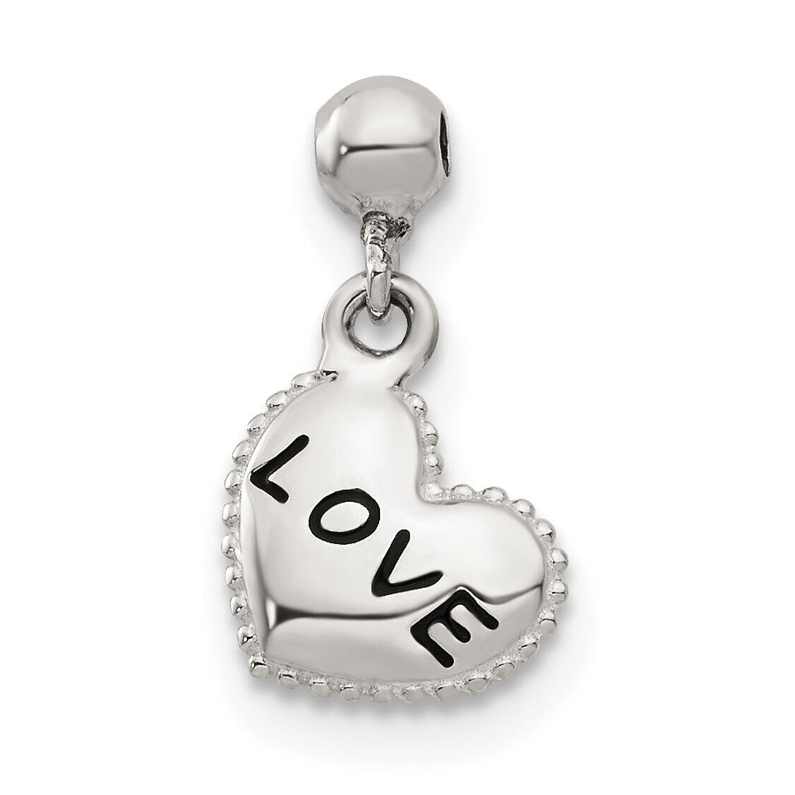 Love Heart Charm Sterling Silver Enamel Dangle QMM142, MPN: QMM142,
