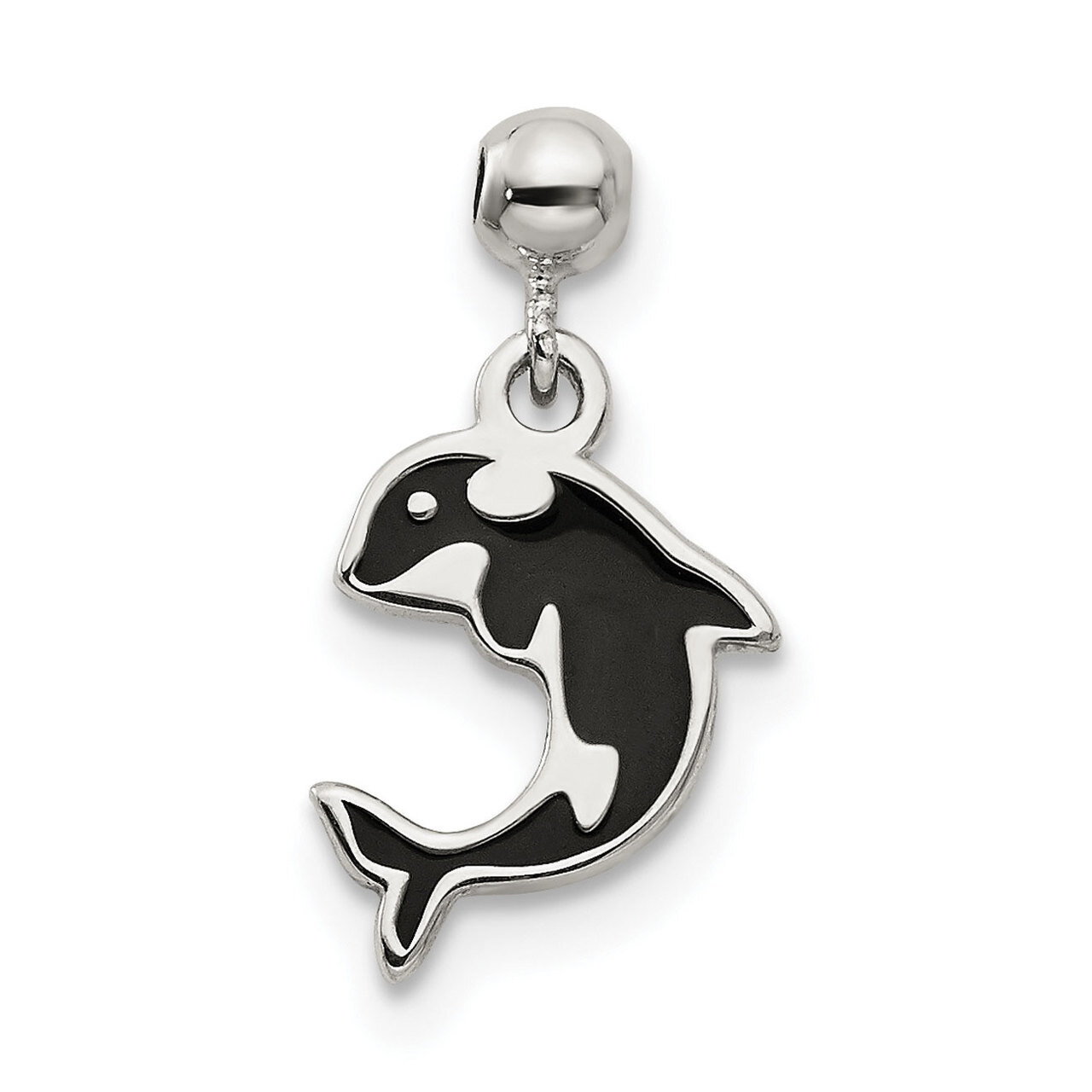 Whale Charm Sterling Silver Enamel Dangle QMM149