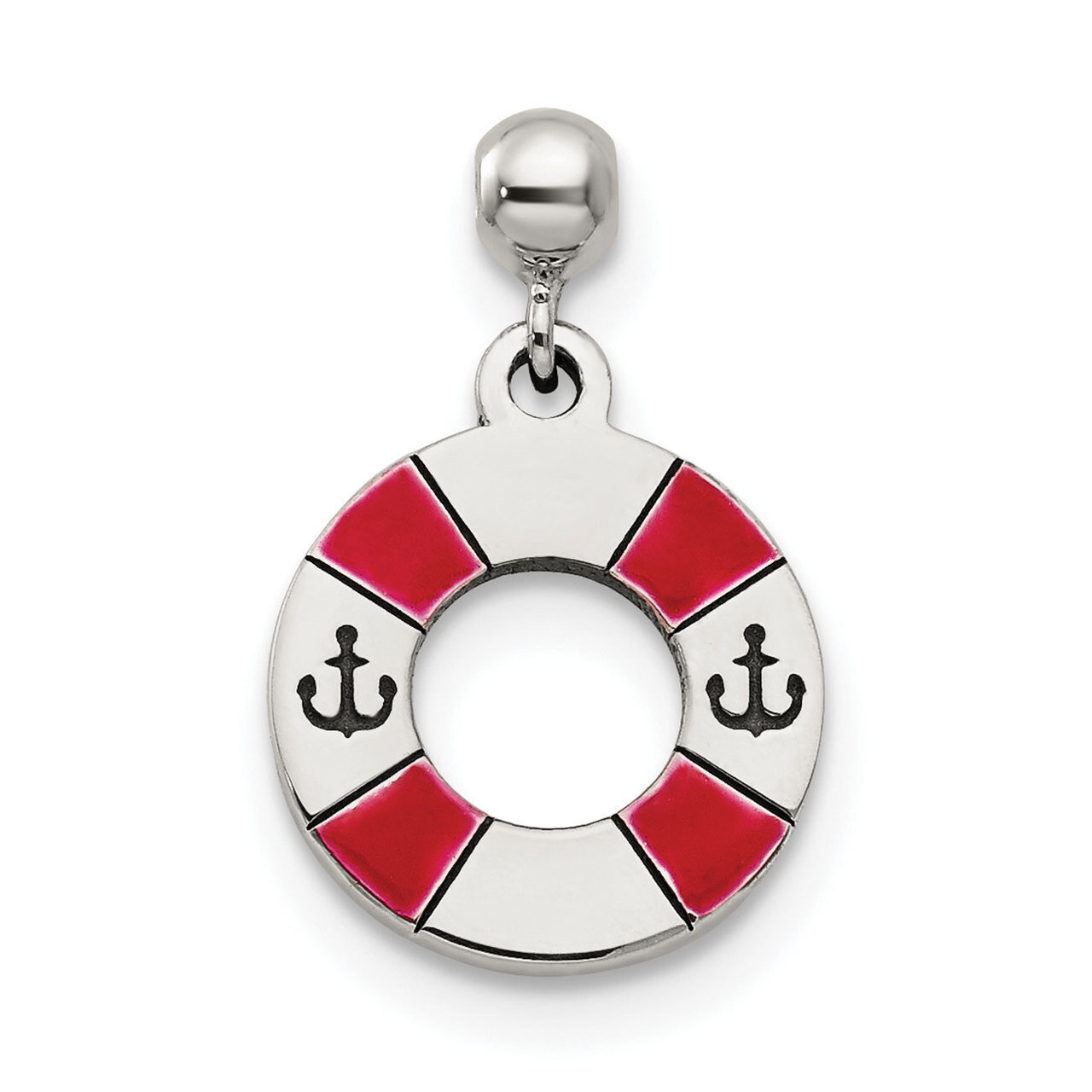 Life Preserver Charm Sterling Silver Enamel Dangle QMM154, MPN: QMM154,