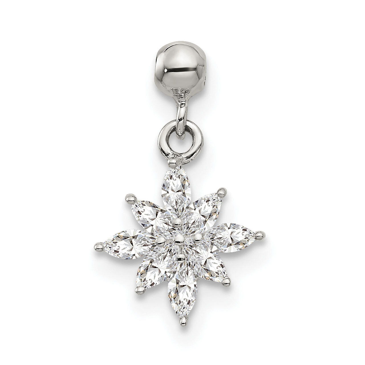 CZ Diamond Dangle Star Charm Sterling Silver Mio Memento QMM170, MPN: QMM170,
