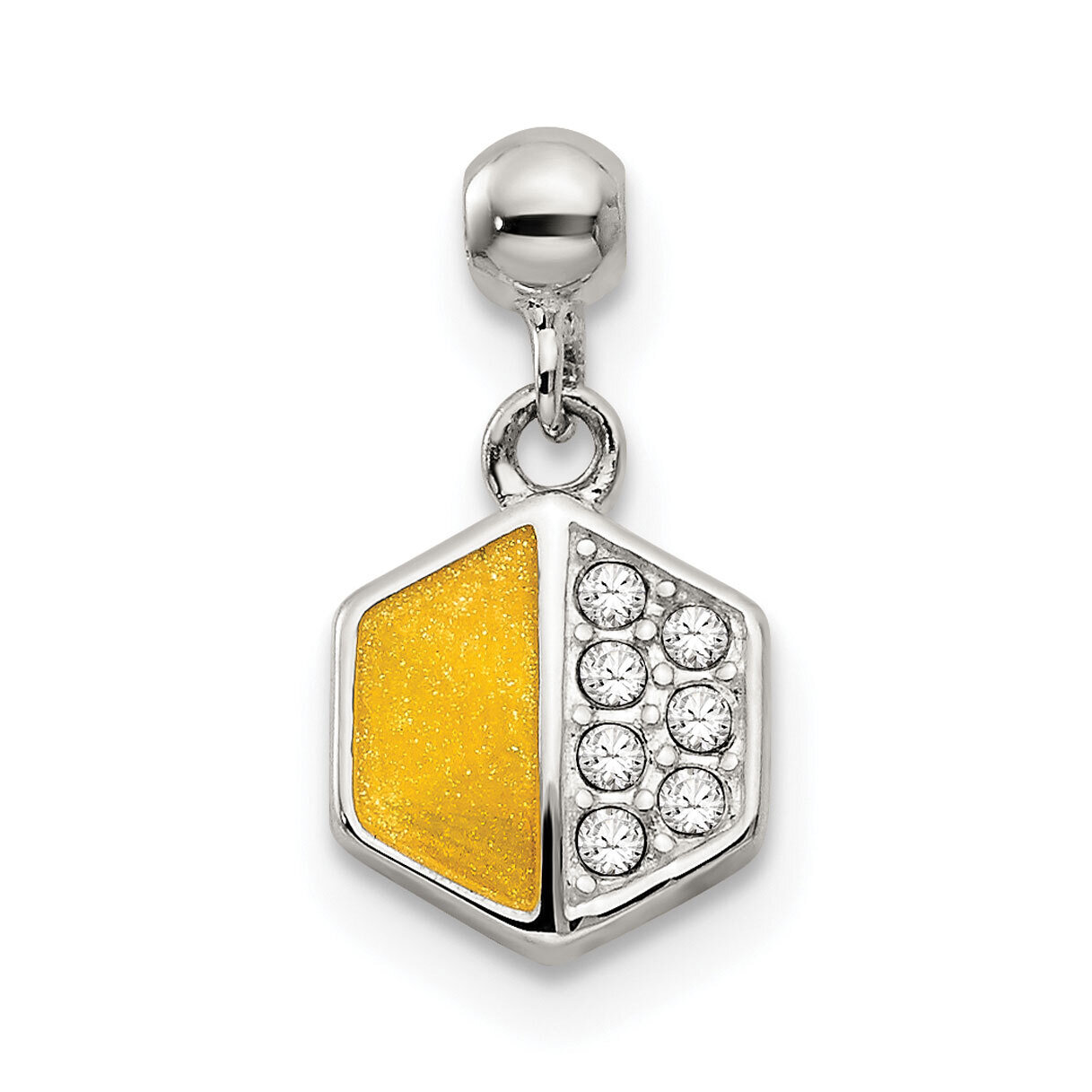 Enamel &amp; CZ Diamond Dangle Charm Sterling Silver Mio Memento QMM172, MPN: QMM172,