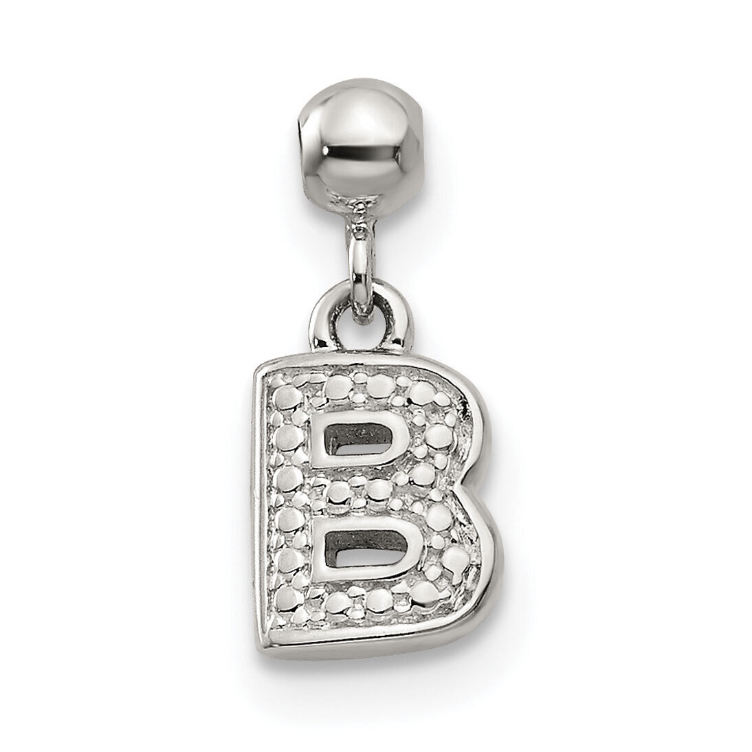 Letter B Charm Sterling Silver Dangle QMM190B, MPN: QMM190B,