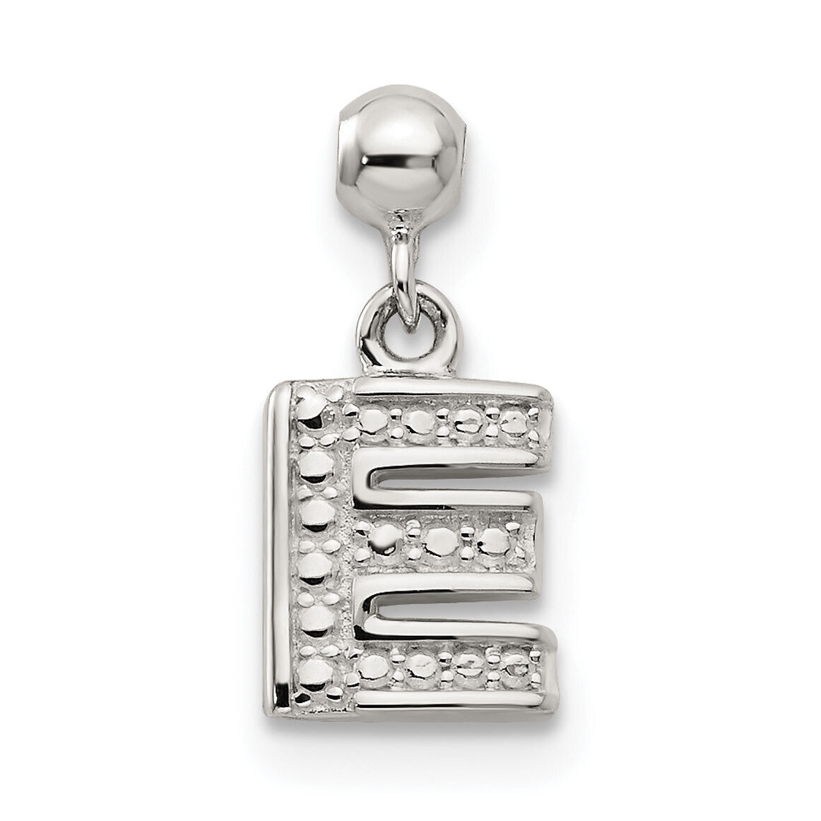 Letter E Charm Sterling Silver Dangle QMM190E, MPN: QMM190E,