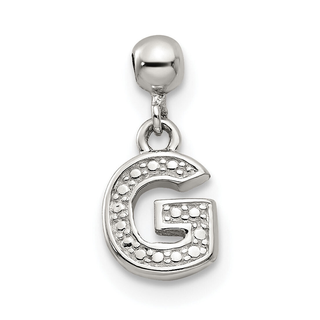 Letter G Charm Sterling Silver Dangle QMM190G, MPN: QMM190G,