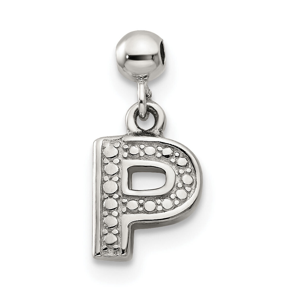 Letter P Charm Sterling Silver Dangle QMM190P, MPN: QMM190P,