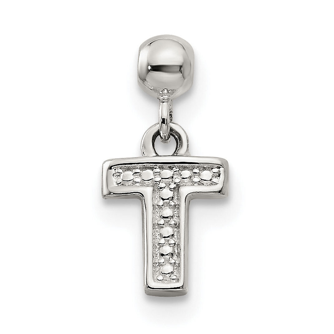 Letter T Charm Sterling Silver Dangle QMM190T, MPN: QMM190T,