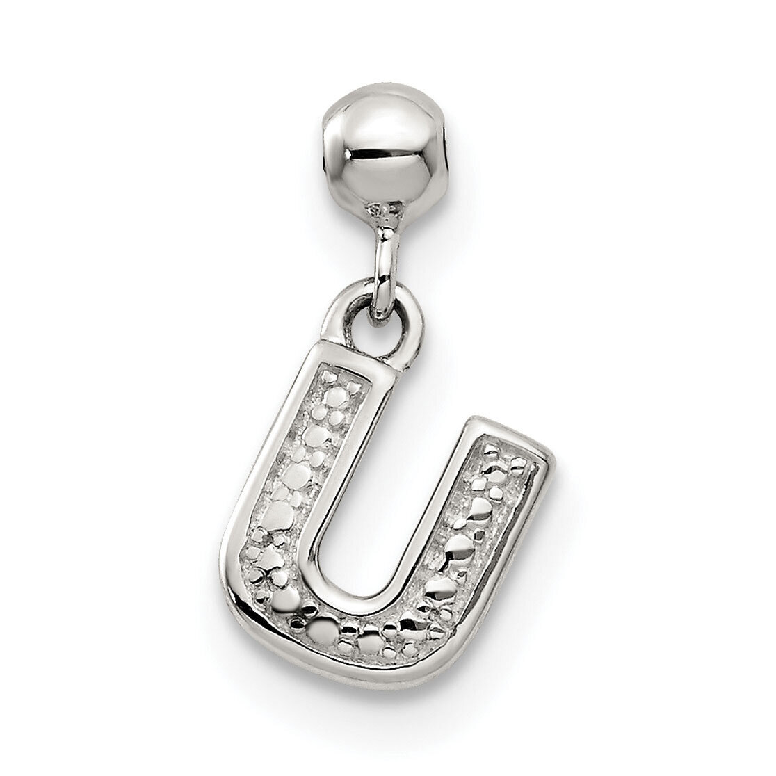Letter U Charm Sterling Silver Dangle QMM190U, MPN: QMM190U,