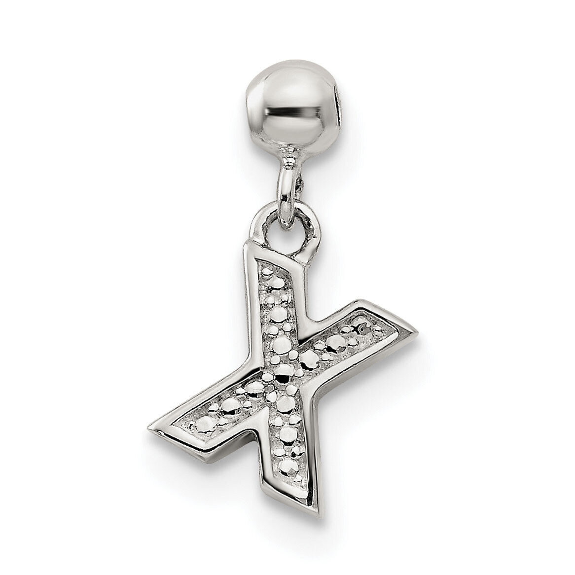 Letter X Charm Sterling Silver Dangle QMM190X, MPN: QMM190X,